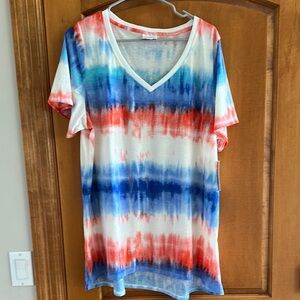 LuLaRoe Red White & Blue Short Sleeve Christy Tee 2XL
